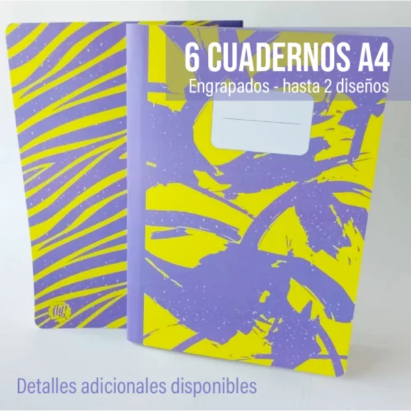 Pack 6 cuadernos engrapados A4