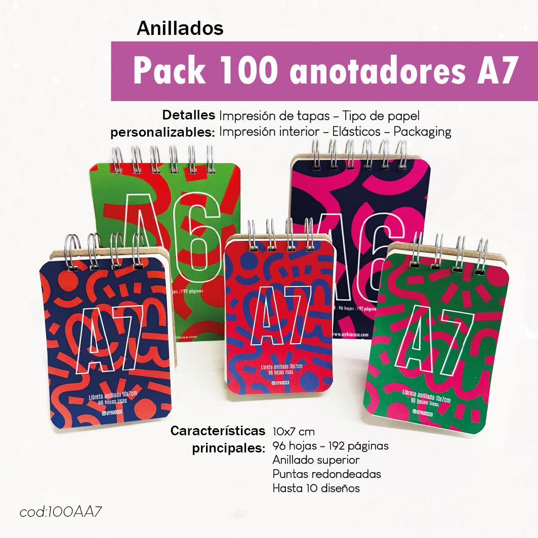 Pack 100 anotadores A7