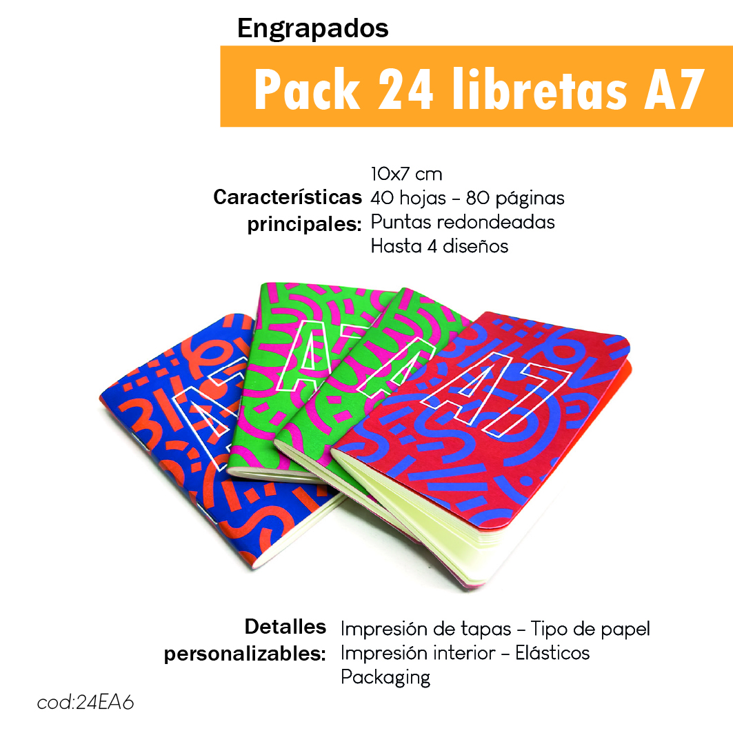 Pack 24 libretas engrapadas A7