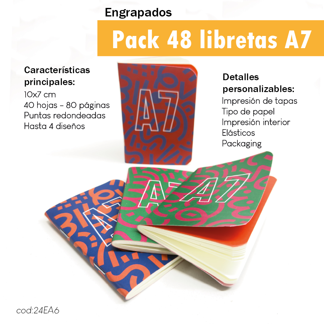 Pack 48 libretas engrapadas A7