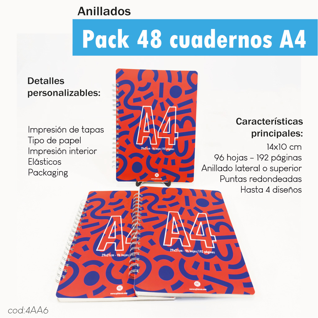 Pack 48 cuadernos anillados A4