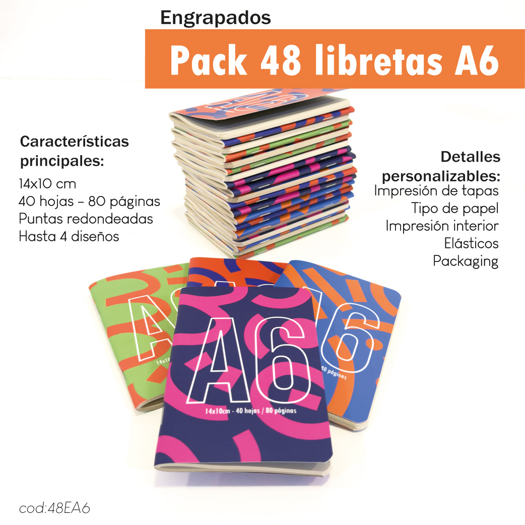 Pack 48 Libretas engrapadas A6