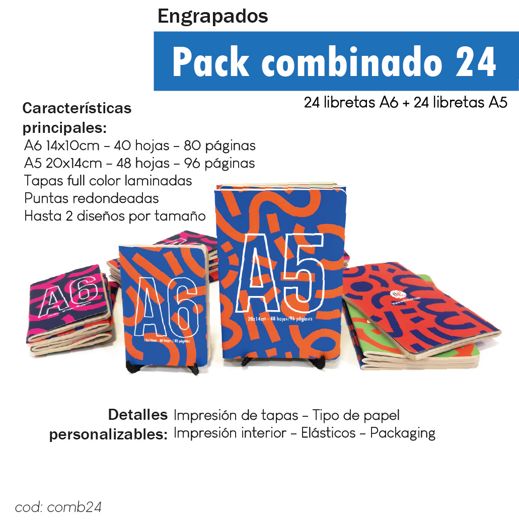 Pack combinado libretas 24A6-24A5 engrapadas