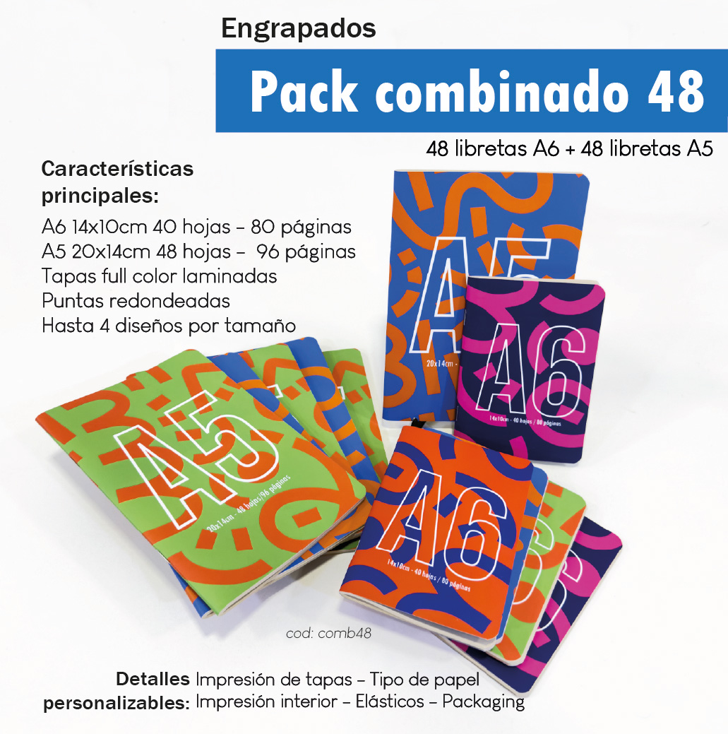 Pack combinado libretas engrapadas 48A6/48A5